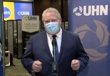 Premier Doug Ford responding to a reporter's question about whether students will return to school during a media conference on January 7, 2021. (CPAC screenshot)