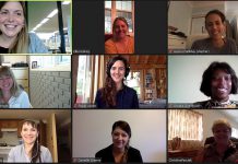 Rosalea Terry (top left), lead for the Innovation Cluster's Women Breaking Barriers program, in a Zoom session with some of the 10 female founders in the first cohort of the program. The next six-month cohort of Women Breaking Barriers begins on March 1, 2021, with applications for the next 10 female founders open until February 12. (Photo courtesy of Innovation Cluster)