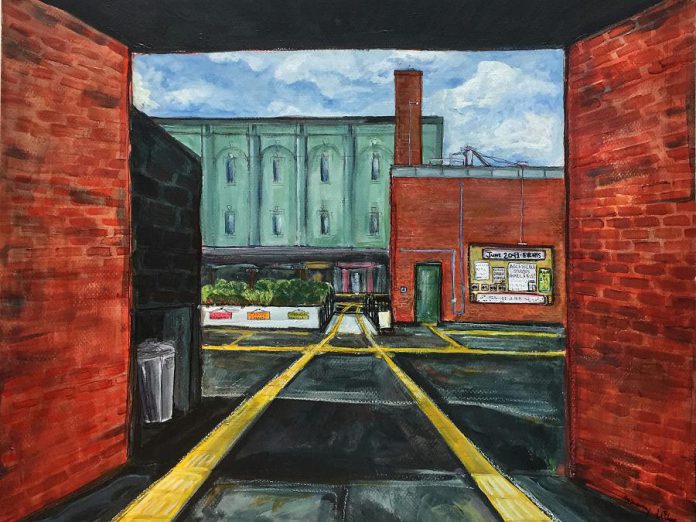 Bethany LeBlonc's "Allies for Alleys", which imagines a sustainable gathering space in Peterborough where an inaccessible alley once lived, is part of the Post Code Tour virtual exhibition on Instagram, presenting during Artsweek SHIFT in the fall and winter of 2020. One component of Artsweek SHIFT<sup>2</sup> will provide funding of up to $3,000 for artists and artist groups creating COVID-safe public presentations of artistic work between March and May 2021. (@post_code_tour / Instagram)