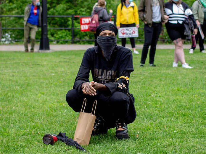 Said Jiddawy, pictured at the Black Lives Matter march in Peterborough in June 2020, is a local artist, activist, and member of the Black Lives Matter Nogojiwanong board. (Photo courtesy of Black Lives Matter Nogojiwanong)