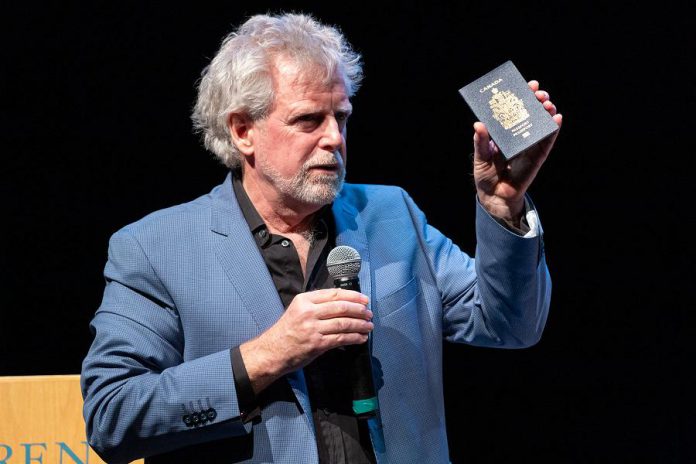 James Cullingham, director and producer of "The Cost of Freedom - Refugee Journalists in Canada", introducing the three journalists to be profiled in his upcoming documentary, during a February 2020 panel discussion at Trent University. (Photo: Ben Wolfe, courtesy of Tamarack Productions)