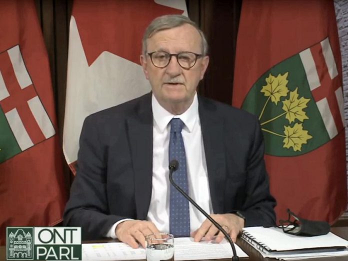 Dr. David Williams, Ontario's chief medical officer of health, announced the province's first confirmed case of the COVID-19 South Africa variant at a media briefing at Queen's Park on February 1, 2021. (CPAC screenshot)