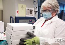 The first shipment of 5,850 doses of Pfizer-BioNTech COVID-19 vaccine arrive at Peterborough Regional Health Centre on February 23, 2021. (Supplied photo)