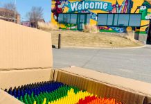Crayola Canada in Lindsay has donated coloured pencils, coloured markers, pencil sharpeners, and crayons to Gamiing Nature Centre as the non-profit outdoor and wildlife education centre restores its recently vandalized 'Discovery Shack' educational portable. (Photo: Gamiing Nature Centre / Facebook)