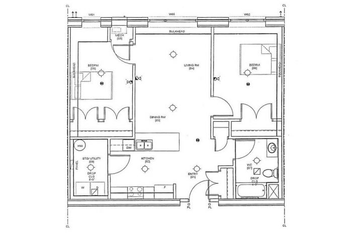 A floor plan for a two-bedroom unit at Habitat for Humanity Peterborough & Kawartha Region's Leahy's Lane affordable housing development in Peterborough. The 41-unit condo development will have a mix of one, two, and three bedroom units for individuals, couples, seniors, and families. (Graphic courtesy of Habitat for Humanity Peterborough & Kawartha Region)