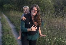 Keira Sayeau with her young sons Hudson and Bennett in October 2020. On March 10, 2021, Sayeau was seriously injured when she was struck by a dump truck while crossing at the traffic lights at an intersection north of the the village of Colborne. (Photo: Keira Sayeau / Facebook)