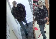 Kawartha Lakes police are seeking this suspect in a theft of power tools from a Lindsay business on March 22, 2021. (Police-supplied photos)
