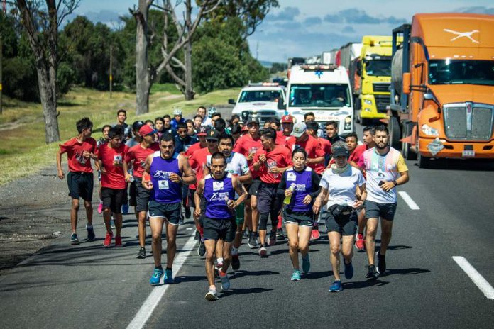 Runners in Guanajuato, Mexico during the Monarch Ultra Relay Run in fall of 2019. Due to the pandemic, the 2021 Monarch Ultra Relay Run will adhere to all COVID-19 health and safety protocols during the 21-day running event. Each segment will have a maximum of two physically distanced runners, and the support crew will be following all safety guidelines. (Photo: Rodney Fuentes)