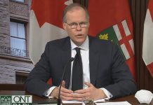 Adalsteinn Brown, co-chair of Ontario's COVID-19 science advisory table, presented a sobering assessment of the pandemic in Ontario at a technical media briefing at Queen's Park on April 1, 2021. (CPAC screenshot)