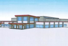Trent Hills will receive the largest portion of the joint provincial and federal funding, with $7.5 million going towards the construction of the new multi-purpose Campbellford Recreation and Wellness Centre, which will include an NHL-sized rink and an aquatics centre with both a lane pool and smaller therapy pool, as well as a complete fitness centre. (Illustration: Municipality of Trent Hills)