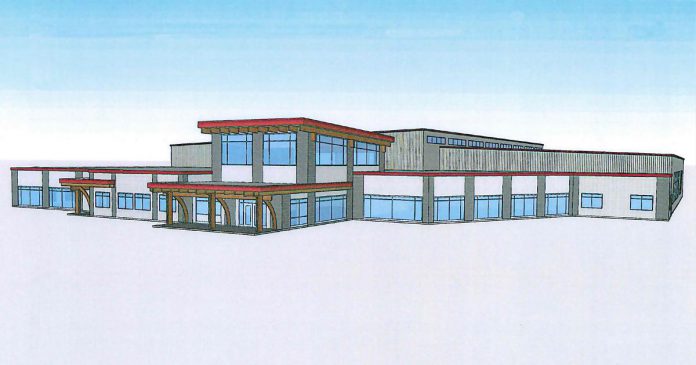 Trent Hills will receive the largest portion of the joint provincial and federal funding, with $7.5 million going towards the construction of the new multi-purpose Campbellford Recreation and Wellness Centre, which will include an NHL-sized rink and an aquatics centre with both a lane pool and smaller therapy pool, as well as a complete fitness centre. (Illustration: Municipality of Trent Hills)