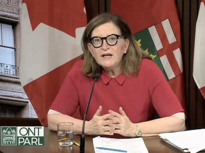 Dr. Barbara Yaffe, Ontario's associate chief medical officer of health, explains how the province has changed its reporting of variants of concern during a media briefing at Queen's Park on April 8, 2021. (CPAC screenshot)