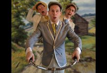 In the hilarious fringe theatre hit "Three Men on a Bike", David Difrancesco, Matt Pilipiak, and Victor Pokinko play a trio of hapless upper-middle class gentlemen who get caught up in the great European bicycling craze at the end of the 19th century. The play, running July 6th to 17th, is one of eight productions planned at Globus Theatre at the Lakeview Arts Barn in Bobcaygeon this summer. (Photo: Pea Green Theatre Group)