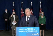 Ontario Premier Doug Ford announced a province-wide COVID-19 shutdown on April 1, 2021. The four-week shutdown takes effect on April 3. (CPAC screenshot)