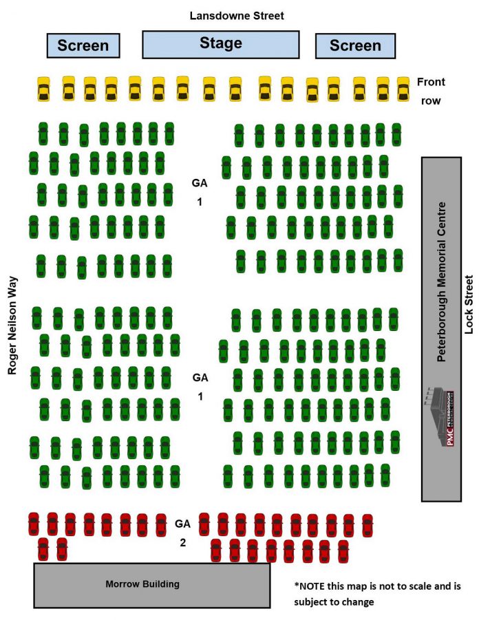 Each PTBOLive show is limited to 234 vehicles, with different admission prices per show depending on where you want to park. (Graphic: Peterborough Memorial Centre)
