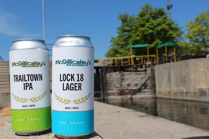 In recognition of the 101st anniversary of through navigation on the Trent-Severn Waterway, Regional Tourism Organization 8 (RTO8) and Parks Canada have partnered to create the new 'Taste of the TSW' initiative, where local culinary providers are encouraged to showcase a product celebrating the waterway. Pictured are the Lock 18 Lager and Trailtown IPA from McGillicafey's Pub & Eatery at 13 Bridge Street North in Hastings. (Photo courtesy of RTO8)