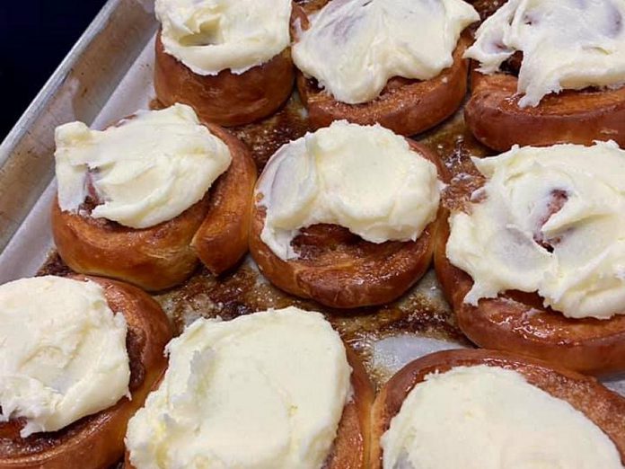 Cinnamon rolls fresh out of the oven. Visit the Pastry Peddler's social media accounts for daily offerings, which sell out quickly. (Photo courtesy of Pastry Peddler)