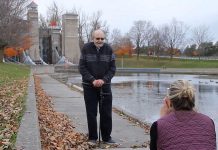 A scene from Peterborough filmmaker Keith Smith's 2019 short "The Photo", inspired by a real-life encounter Smith had 20 years ago. The 12-minute film, which was shot at the Peterborough Lift Lock, has garnered numerous accolades and award nominations at international film festivals in 2021. The film stars Peterborough community theatre actors Glen Walker and Rhonda Brewster. (Screenshot)