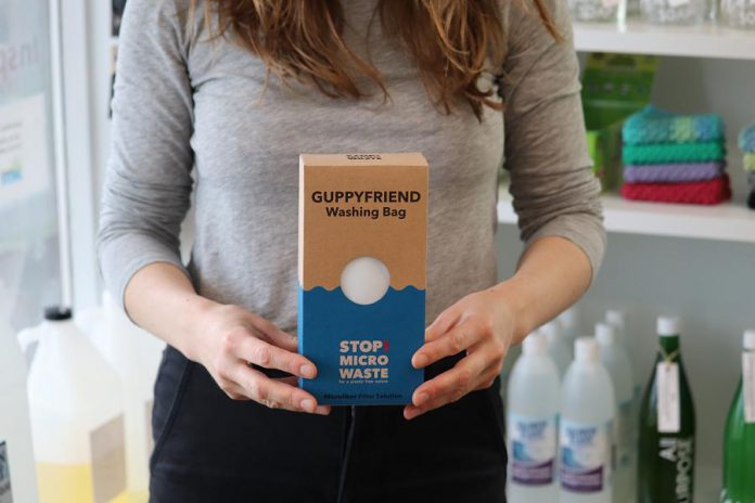 Using a solution like the Guppyfriend Washing Bag both protects clothes and reduces microfibre pollution.  You can purchase the Guppyfriend bag at the GreenUP Store. (Photo: Jessica Todd) 