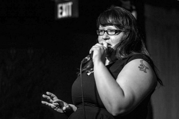 D.B. Mcleod is an Anishnaabe Kwe comedian whose home territory is Sagamok Anishnaabek First Nation on the north shore of Lake Huron. One of six acts at the Nogojiwanong Indigenous Fringe Festival, running June 23-27, 2021 at Trent University, she will be performing her stand-up show 'Denis with an E'. (Photo via Ontario Performing Arts Presenting Network)