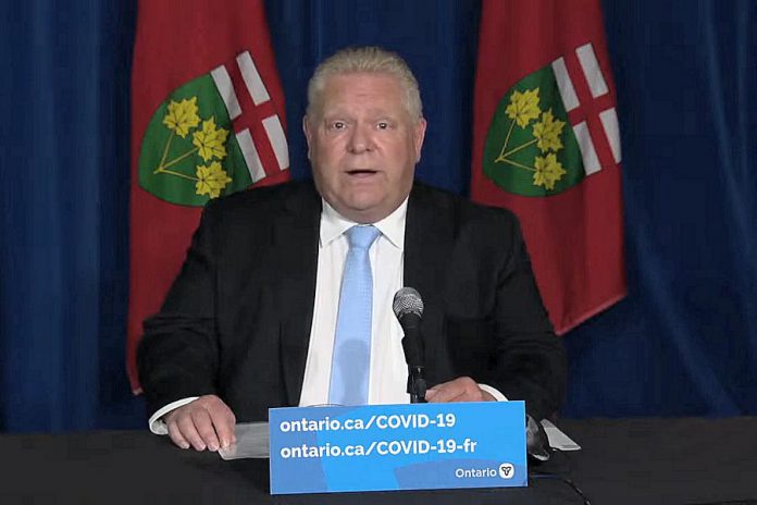 On May 13, 2021, in his first media briefing in weeks at Queen's Park, Ontario Premier Doug Ford announced the province's stay-at-home order would be extended until at least June 2. (CPAC screenshot)