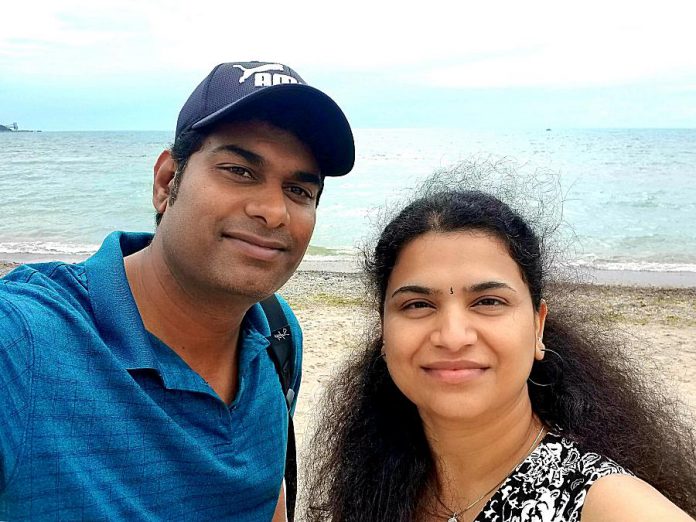 Gayathri Rajan (right) first came to Canada from India in 2014 with her husband Prabhakar (left) along with their then five-year-old son Sandeep, and had their second child Vetri while living in Canada. Gayathri, who says she felt at home in Canada after only a month, has been sharing her authentic Indian food recipes on her YouTube channel and has since expanded her recipes to include food from other countries including Canada. (Photo: Prabhakar Rajan)