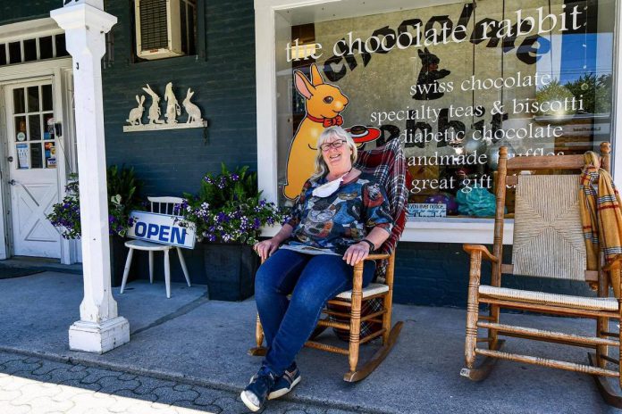 Lois MacEachen, who established The Chocolate Rabbit in Lakefield 16 years ago, is retiring this summer. The local Webster family will be assuming ownership of the popular chocolate shop in August. (Photo: Village Marketing)