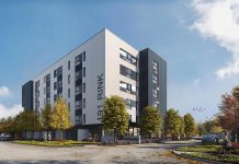 An architectural rendering of The Sawmill Residence, located near Del Crary Park in downtown Peterborough. (Illustration: Lett Architects Inc.)