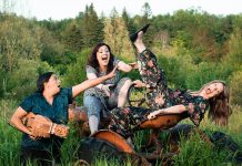 Musician Saskia Tomkins and The Verandah Society co-creators Megan Murphy and Kate Suhr ham it up in a promotional photo for "The Verandah Society in Residence at 4th Line Theatre", which runs for 10 performances from August 17 to 28 at the Winslow Farm in Millbrook. Tickets for the performances go on sale on July 5, 2021. (Photo: Tristan Peirce Photography)