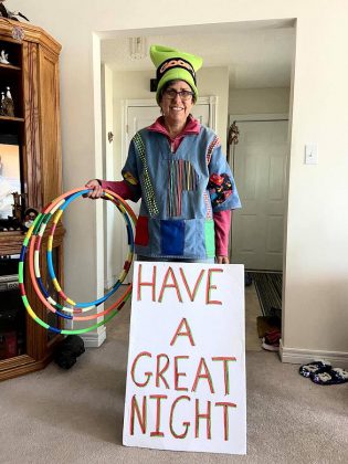 Carolyn Collins takes any money she receives as the Walk About Clown and donates it to a different charity each month. (Photo courtesy of Carolyn Collins)