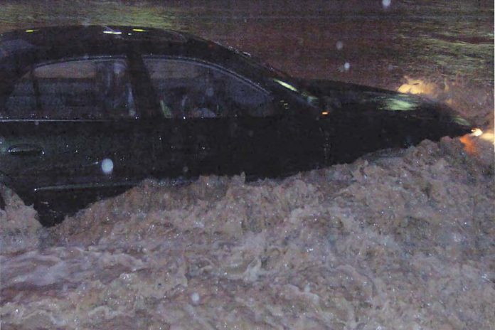 The driver of this car attempted to drive through the flood waters. (Photo: City of Peterborough Emergency & Risk Management Division)