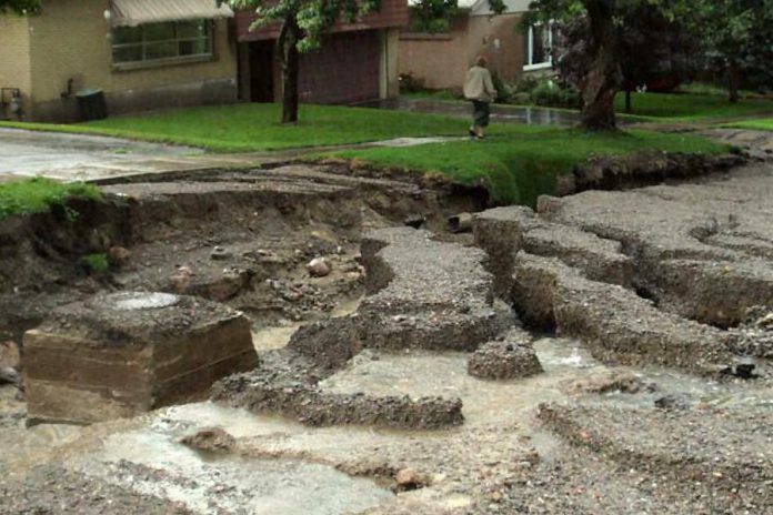 The flood caused massive damage to city roads. (Photo: City of Peterborough Emergency & Risk Management Division)