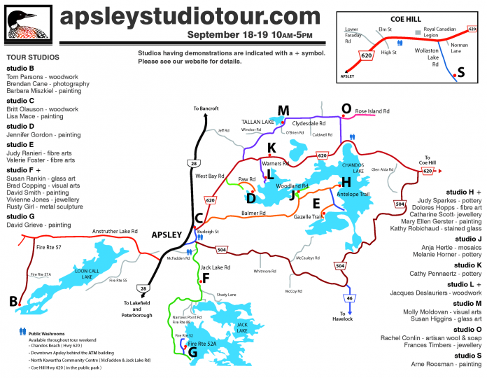 The 2021 Apsley Autumn Studio Tour map. (Map courtesy of Apsley Autumn Studio Tour)