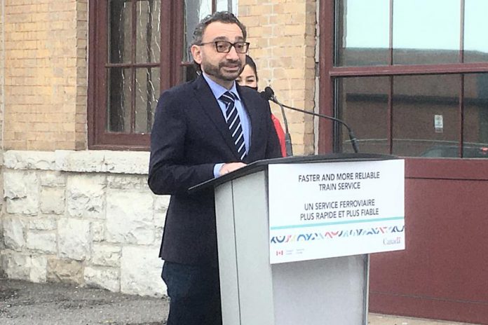 Federal Transport Minister Omar Alghabra announced on July 8, 2021 that a new High Frequency Rail line spanning the Toronto-Quebec City corridor will see passenger rail service return to Peterborough come 2030.  (Photo: Paul Rellinger / kawarthaNOW)