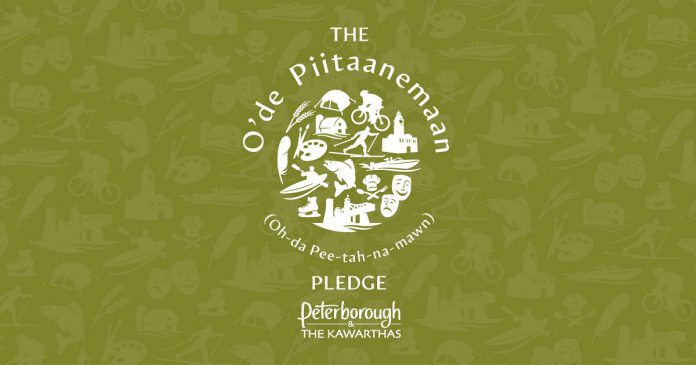Peterborough & the Kawarthas Tourism has launched a new tourism campaign based on Indigenous teachings. The "O'de Piitaanemaan Pledge" encourages both residents and visitors to respect the land, waterways, and communities of the region. (Graphic: Peterborough & the Kawarthas Tourism)