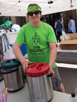 Dodrio Bubble Tea owner and operator Josh Johnston, pictured here at a pre-pandemic Taste of Downtown in downtown Peterborough, serves a variety of beverages and snacks from the George Street shop. (Photo: Dodrio Bubble Tea)