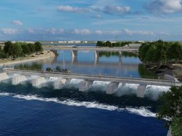 A rendition of what the new Scotts Mills Dam at Lock 19 on the Trent-Severn Waterway in Peterborough will look like when completed. (Graphic: Parks Canada)