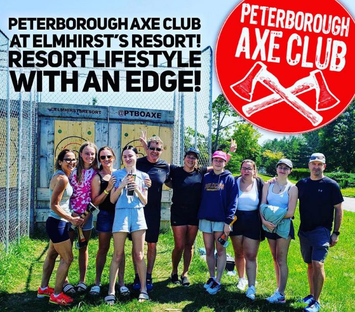 Every Wednesday, Peterborough Axe Club will be at Elmhirst's Resort in Keene as part of the resort's summer activities for guests. (Photo courtesy of Peterborough Axe Club)