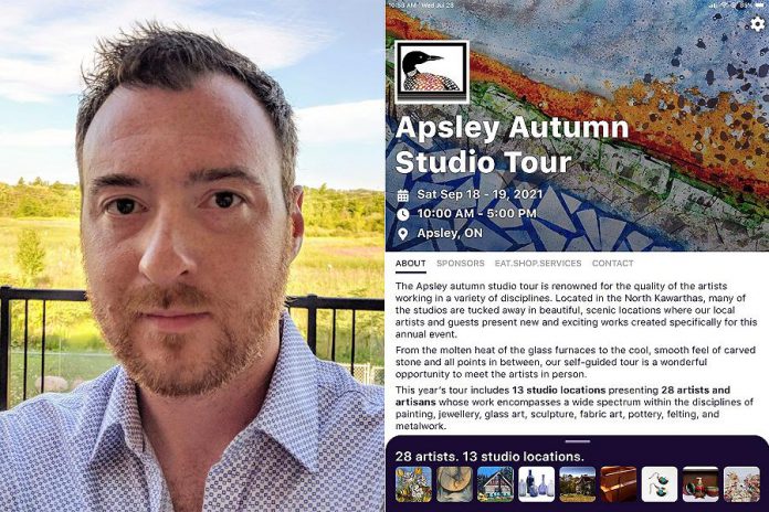 Peterborough web and mobile developer Brad Carson developed an app for the 2021 Apsley Studio Tour, and is also working on a build-your-own-app platform called Toureka that will allow other organizations in the arts, culture, and tourism industries to have their own apps without incurring huge development costs. (Photos courtesy of Brad Carson)