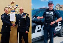 After being sworn in on August 9, 2021, Lindsay native Nolan Dunn is the newest officer of the Kawartha Lakes Police Service. (Photos: Kawartha Lakes Police Service / Facebook)