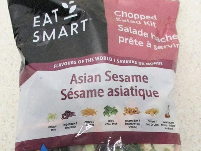 Test results by the Canadian Food Inspection Agency have identified possible listeria monocytogenes contamination in Eat Smart brand Asian Sesame Chopped Salad Kit with August 24, 2021 dates. (Photo: Canadian Food Inspection Agency)