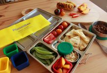 With some planning and effort, you can send your kids back to school with eco-friendly packed lunches. Reusable stainless-steel and silicone lunch containers, like the ones made by PlanetBox, are an excellent way to keep food fresh and plastic-free. While more expensive that their disposable alternatives, they will last a long time and you and your kids will feel good about helping the environment. (Photo: Geneviève Ramage)