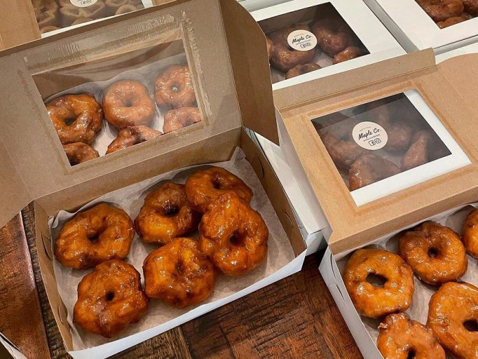 The doughnuts from Frasca's Ridge Maple Co. are made from scratch by husband-and-wife team Vince and Stephanie Frasca.  While many of their maple products are available to order any day, maple tarts and doughnuts are only available from their maple cart on long weekends.  (Photo: Frasca's Ridge Maple Co.)