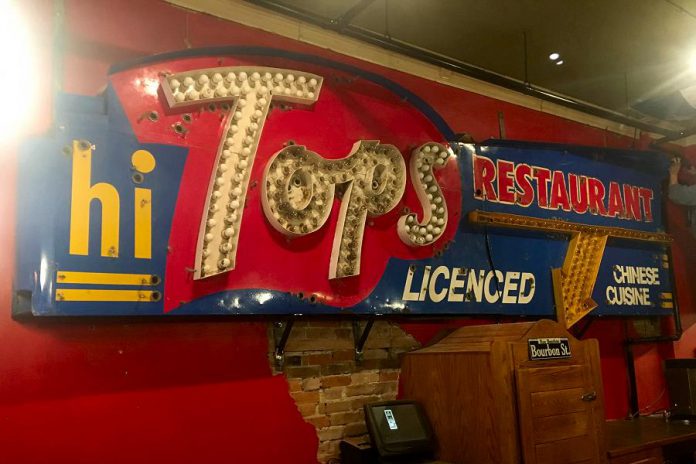 From 2018 to 2021, the Hi Tops restaurant sign was hanging in one piece in Hot Belly Mama's restaurant in downtown Peterborough. (Photo: Hot Belly Mama's / Facebook)