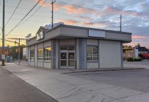 Peterborough's Opioid Response Hub will be located in the former Greyhound bus terminal at 220 Simcoe Street (at Aylmer Street North) in downtown Peterborough, pictured here in October 2020. A $160,000 fundraising campaign has been launched to renovate the location. (Photo: Bruce Head / kawarthaNOW)