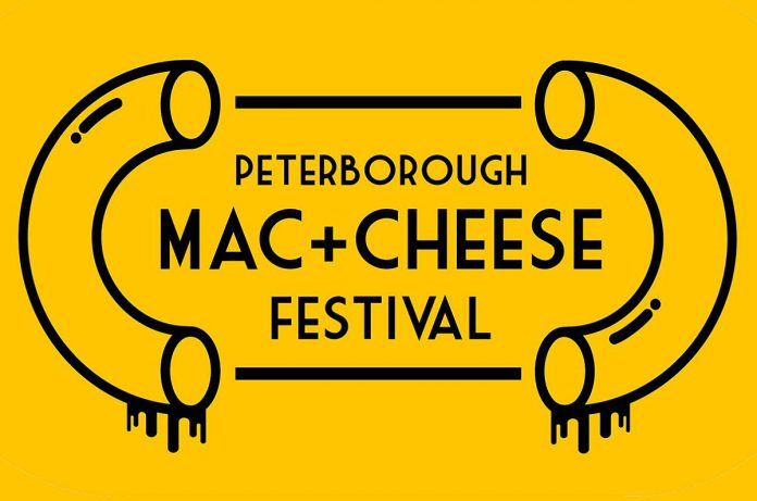 Peterborough's first-ever Mac + Cheese Festival takes place during October 2021 at 18 participating downtown restaurants, one of which will be crowned Mac + Cheese Champion with a donation  made  to Kawartha Food Share in the restaurant's name. Festival goers are also encouraged to bring non-perishable food items for Kawartha Food Share when visiting one of the participating restaurants to indulge in a mac and cheese dish. (Graphic: Mac + Cheese Festival / Peterborough DBIA)
