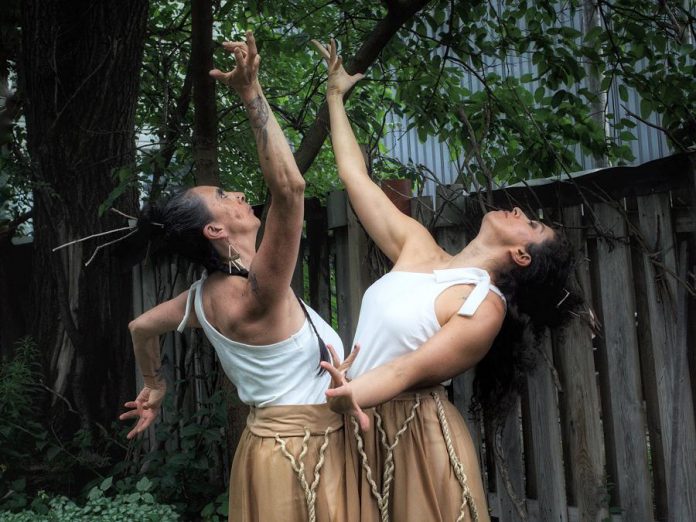 Performed previously in Peterborough at the 2021 Nogojiwanong Fringe Festival, "Hybrid Women" is an experimental dance-ritual created and performed by the dancer/choreographer team by of Norma Araiza and Olga Barrios, artists of Mexican and South American descent. (Photo: Marcela Lucía Rojas)