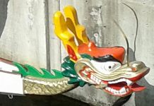 This dragon head, which attaches to the Peterborough's Survivors Abreast Dragon Boat Team's boat, is one of several items that were stolen from the team's storage locker in Peterborough on September 2, 2021. (Photo courtesy of Survivors Abreast)