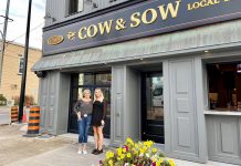 Owners Lorraine and Emily Forbes in front of The Cow and Sow Eatery in Fenelon Falls. The mother-and-daughter team have completed extensive renovations to the popular restaurant and bar and held a trial opening on October 15, 2021, with an official opening coming soon. (Photo: The Cow and Sow Eatery / Facebook)