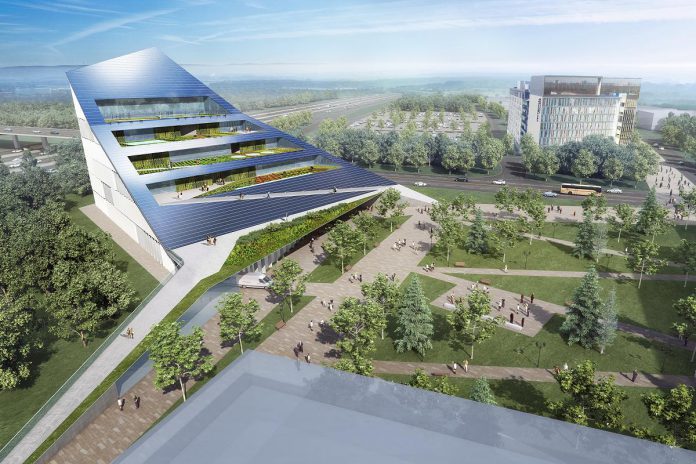 A conceptual rendering of Canada's first net-zero vertical farm, one of the sustainable technology initiatives being developed by EaRTH District. (Graphic: University of Toronto, Scarborough and Centennial College)